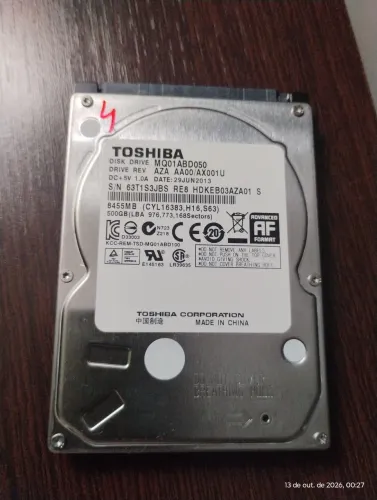 HD Toshiba 500gb para notebook, CFTV ou HD externo