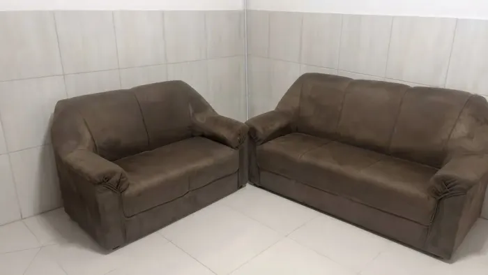 Jogo de Sofá Suede Marrom (2 e 3 Lugares)