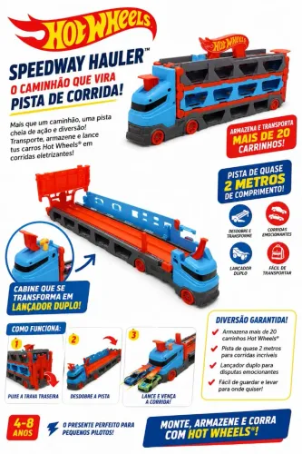 Caminhão Speedway Hauler Hot Wheels azul