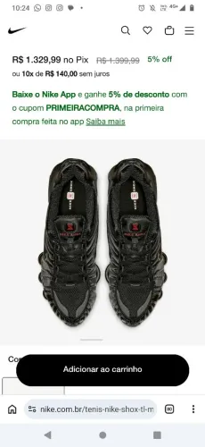 Tênis Nike shox 12 molas