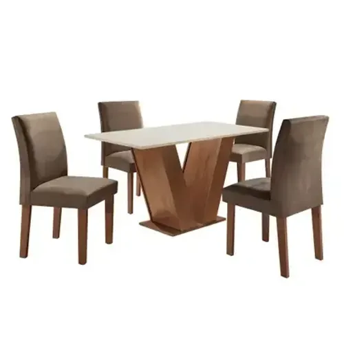 Mesa de Jantar Com 4 Cadeiras Tampo MDF