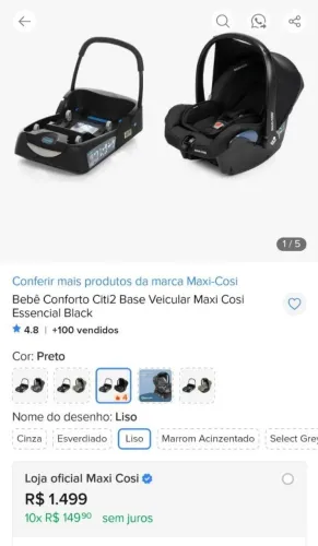 Bebê Conforto Maxi-Cosi Citi com Base e Adaptadores para carrinho (0 a 15 meses)