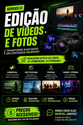 EDIÇÃO DE FOTOS, VIDEOS PARA EMPRESAS E INFLUENCER
