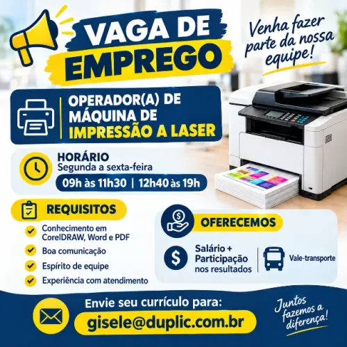 Vaga Atendente Gráfico