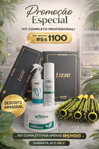 Kit Profissional Lizze Extreme 2400W + Escovas + Tratamento Capilar
