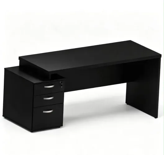 Mesa Reta Pedestal tampo 1,50 2 Gavetas 1 Gavetão 40mm