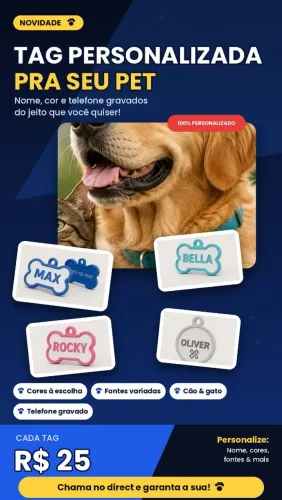 Tag personalizada para coleira pet