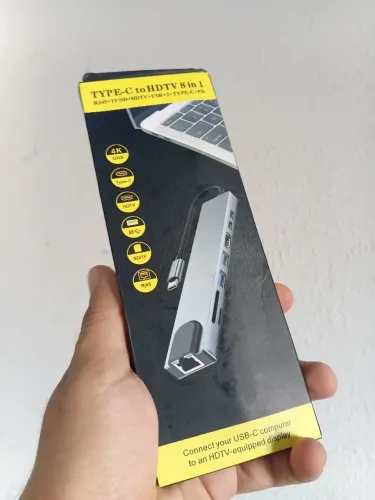 Hub USB Tipo C 8 Portas - Com HDMI 4K e Rede RJ45