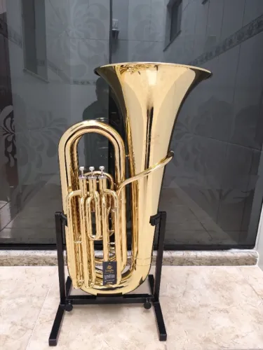 Tuba 3/4 Schieffer 3 Pistos Si Bemol Bb Laqueada NOVA + Case /Parcelo 18x