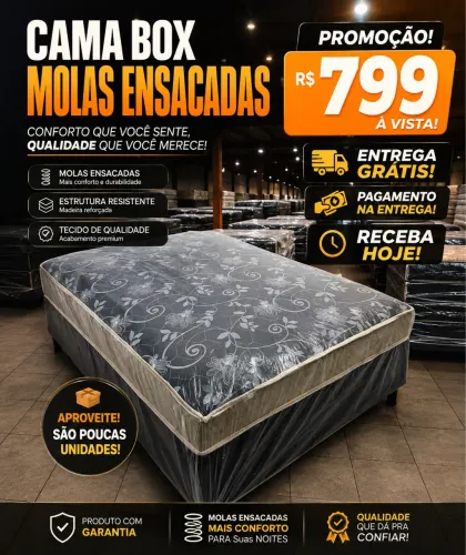 cama box casal molas ensacadas!!! 799 só hoje 