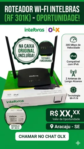 Roteador Intelbras 300Mbps c/ 2 Antenas na Caixa - Oportunidade!