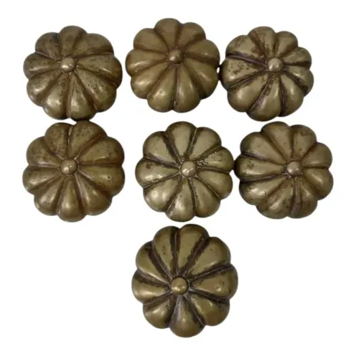 Antigos Puxadores Em Bronze Forma Gomos - 7 Unidades