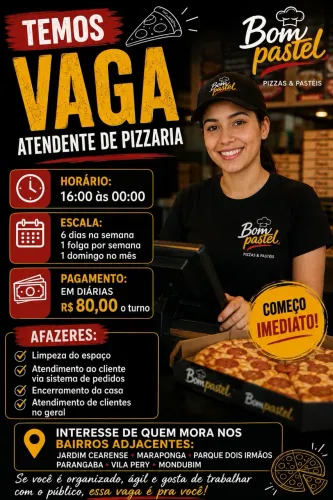 Atendente pizzaria