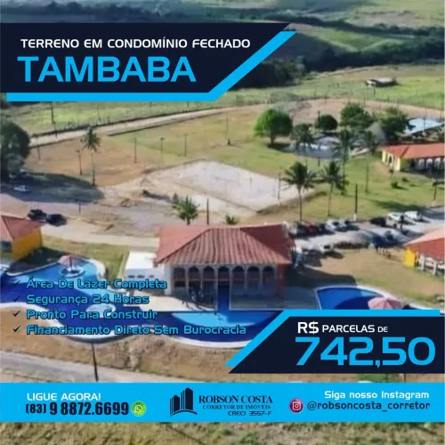 Terreno em Tambaba, em Condomínio Fechado