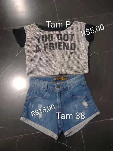 Conjunto blusa e bermuda feminina 