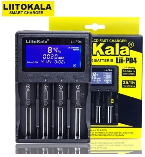 Carregador de Pilhas Liitokala Lii-pd4 - 4 Slots Carregador Inteligente C/Display