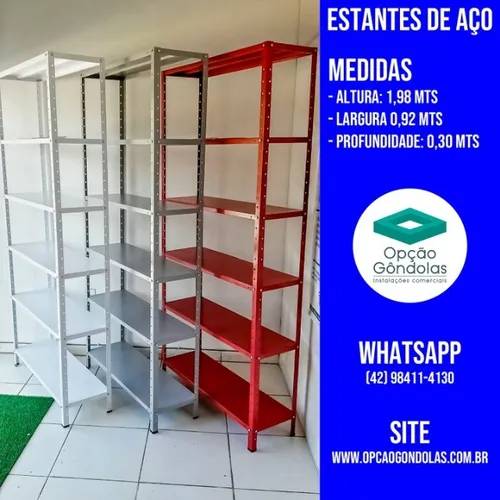 Estantes Novas de Aço - Indicadas para Comércio e Uso Doméstico