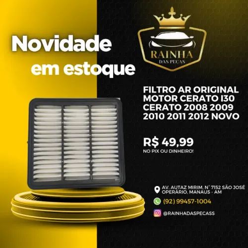 Filtro Ar Motor Original I30, Cerato 2008 2009 2010 2011 2012 Novo 