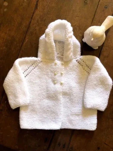 Casaco de Tricô Branco para Bebê - Novo