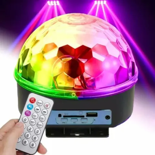 Globo Colorido RGB com 9 Leds e 30W de Iluminação, MP3, para Festa, Balada. Original Luate