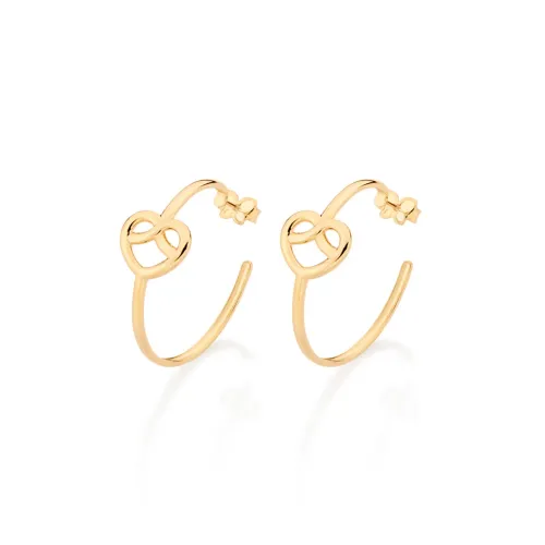 Brinco meia argola coração infinito 