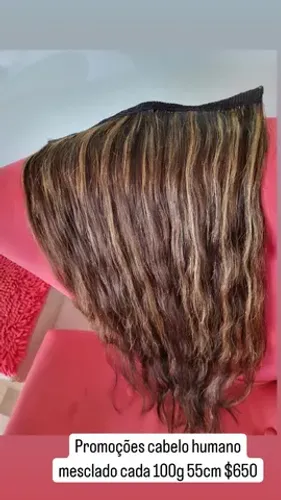 Promoções cabelo humano mesclado cada 100g 55cm $650