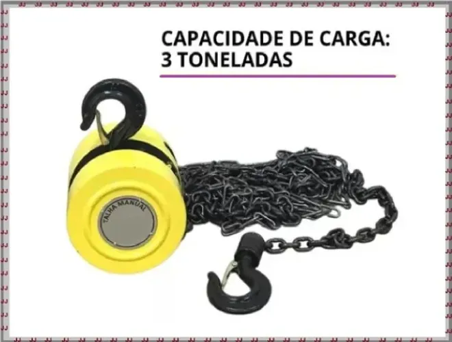 Talha manual 3000 Kg e elevação de 3 metros