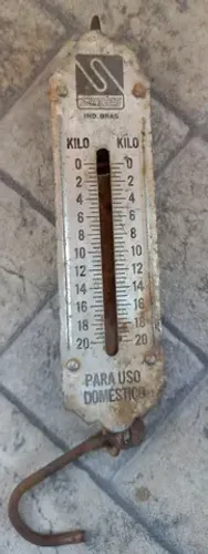 Antiga balança sandes doméstica de alça portátil sacaria não funciona enfeite decoração