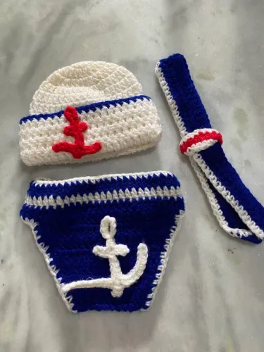 Conjunto de Crochê para Bebê - Marinheiro