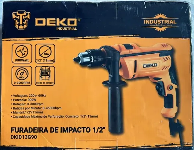 Furadeira Deko Industrial 900W Impacto Profissional 1/2 Pol. 13mm Função Martelete 220V 