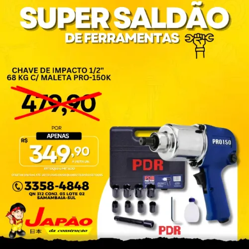 Chave de Impacto 1/2" 68Kg com Maleta PDR PRO-150K