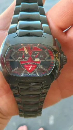 Relógio Tonino Lamborghini preto para retirada de peças. Máquina queimada o restante bom