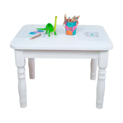 Mesa Infantil Retangular De Madeira Resistente Laqueada