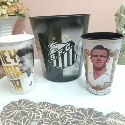 Kit Santos FC DVD Libertadores + copos + baldinho de pipoca