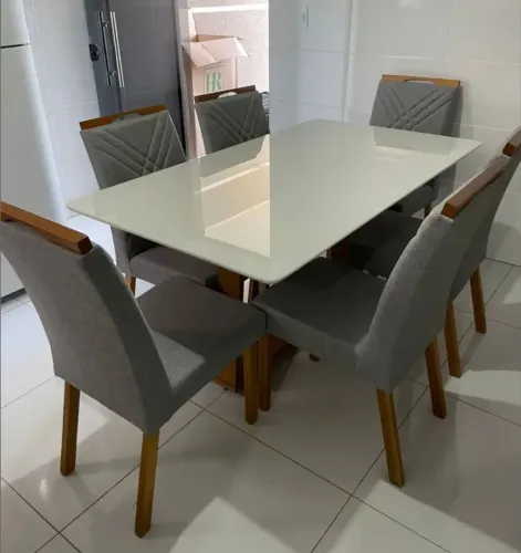 Mesa de jantar dará com 6 cadeiras linho 