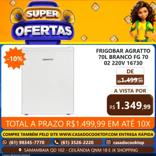 FRIGOBAR AGRATTO 70L BRANCO FG70-02 220V 16730
