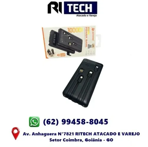 Bateria Portátil Powerbank 10.000mah Peining 4 em 1 Cabos Embutidos WUP1024