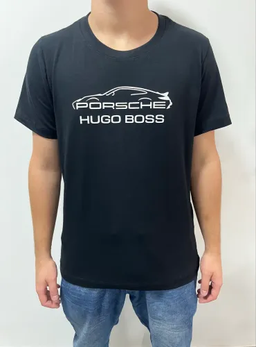 Camiseta Porsche X Hugo Boss Malha Peruana Preta