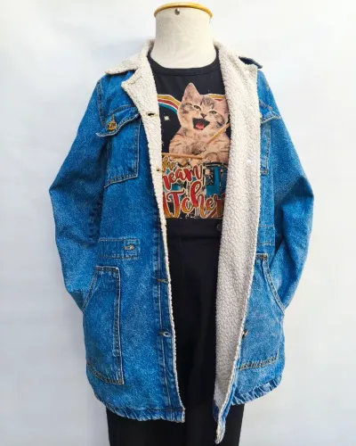 Jaqueta feminina Jeans-Toda forrada
