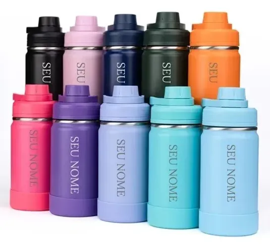 Garrafa Térmica 350ml com Borracha protetora Personalizada