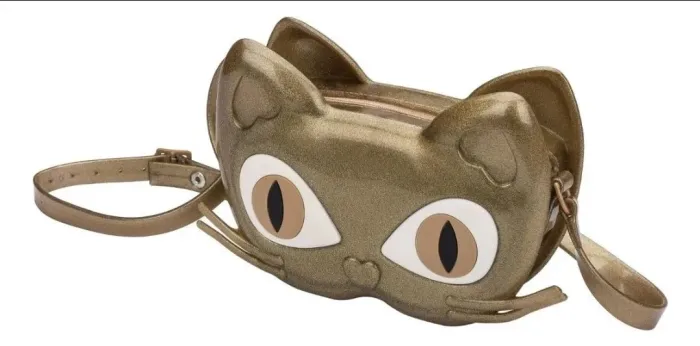 Bag Bolsa Melissa Mini Cat Gato Gatinho Dourada