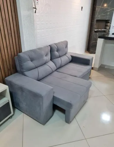 Sofá Modular Cinza Confortável e Espaçoso