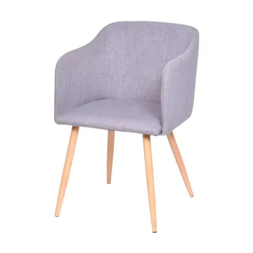 Kit 02 Cadeiras 1126 Linho Cinza Base Metal Cor Madeira