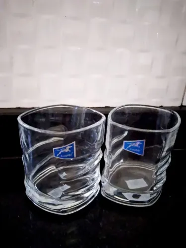 2 porta talheres em cristal pesado, formato de lozango