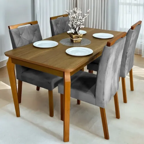 Mesa de Jantar Elegante com 4 Cadeiras