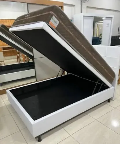 Cama Box de Casal com Baú colchão de molas malha belga / ENTREGA HOJE !!! 