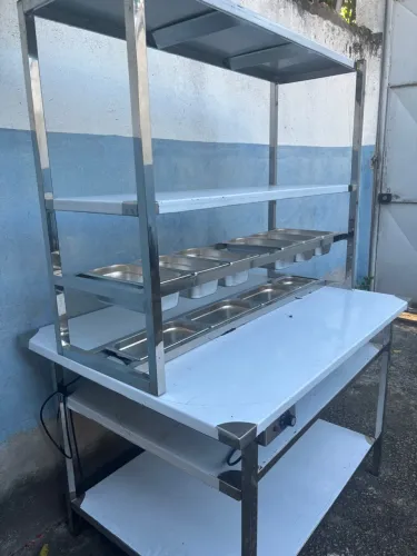 Bancada profissional de aço inox com cubas