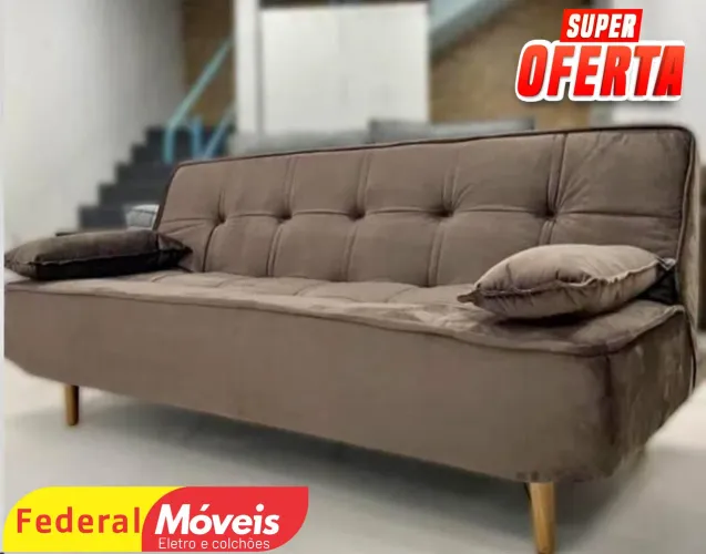 Sofá Cama Retrô 1,88m Veludo - Entregamos