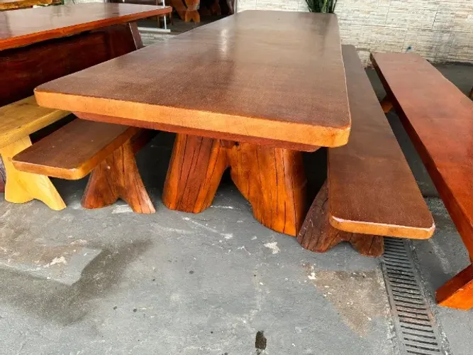 Mesas Rusticas artesanais com bancos
