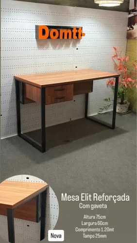 Mesa industrial reforçada 60x1.20mt com gaveta tampo 25mm - Em até 6x sem juros 